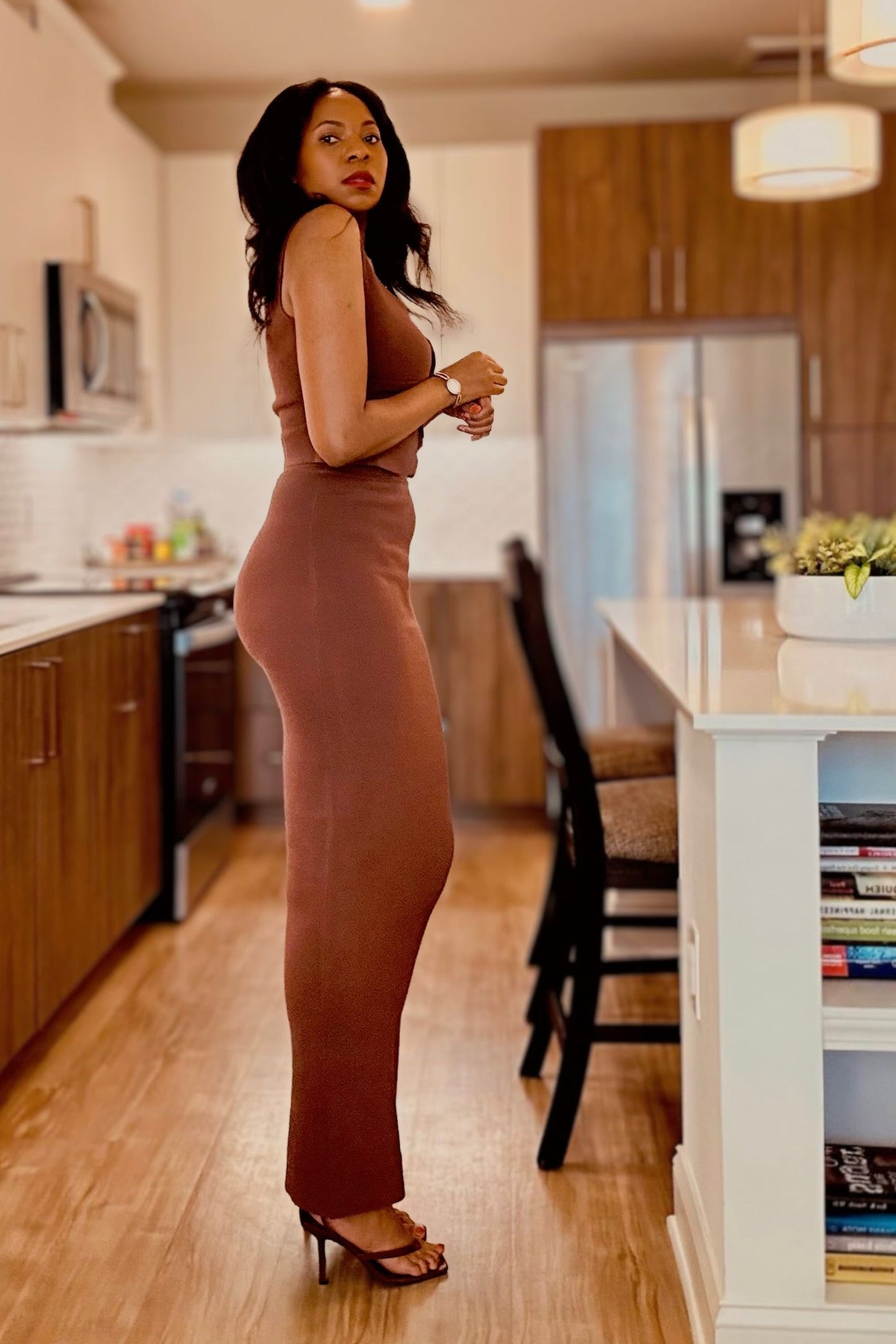 Maxi Skirt And Vest Sweater Set