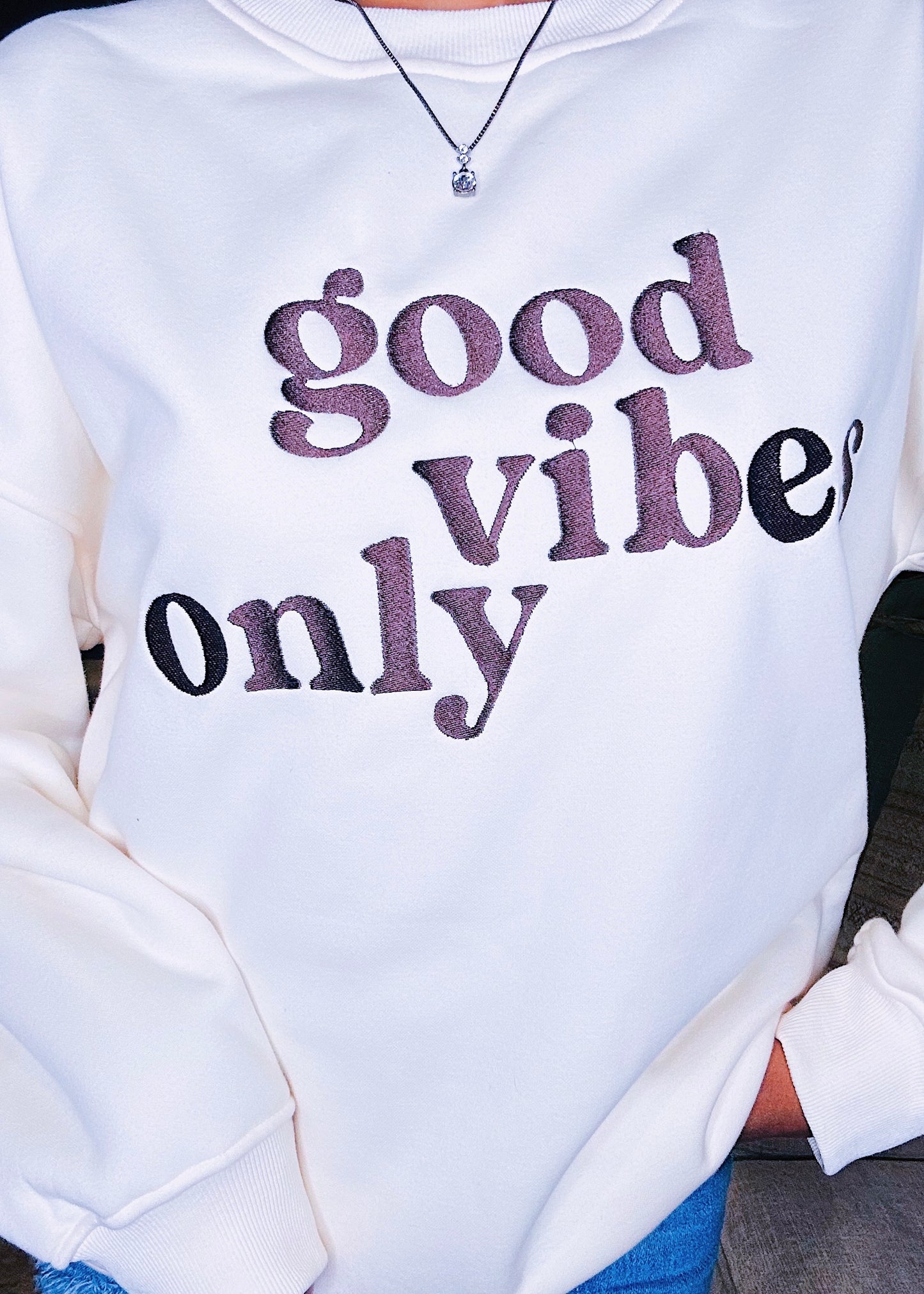 Letter Embroidery Oversized Sweatshirt
