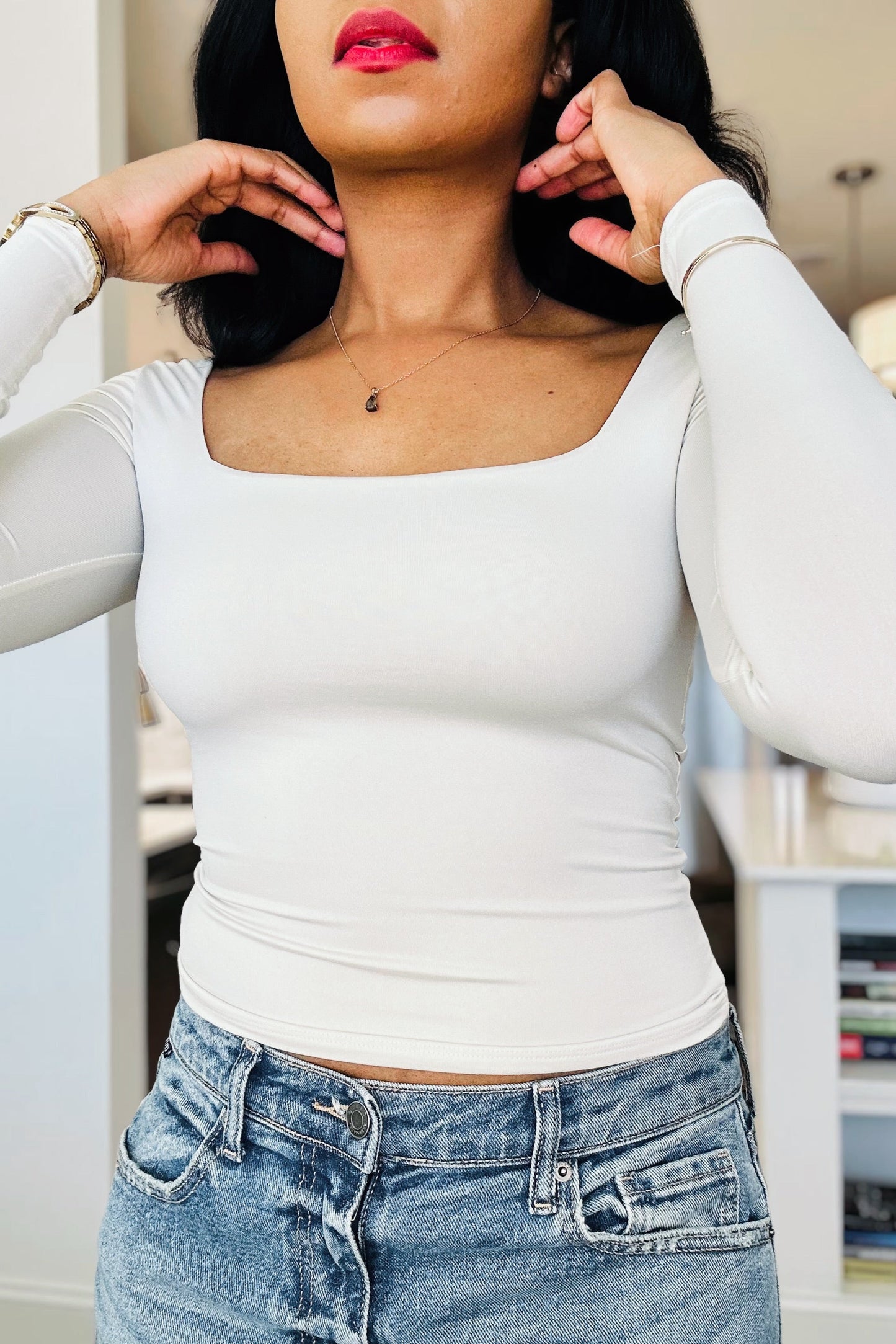 Body Contour Square Neck Top