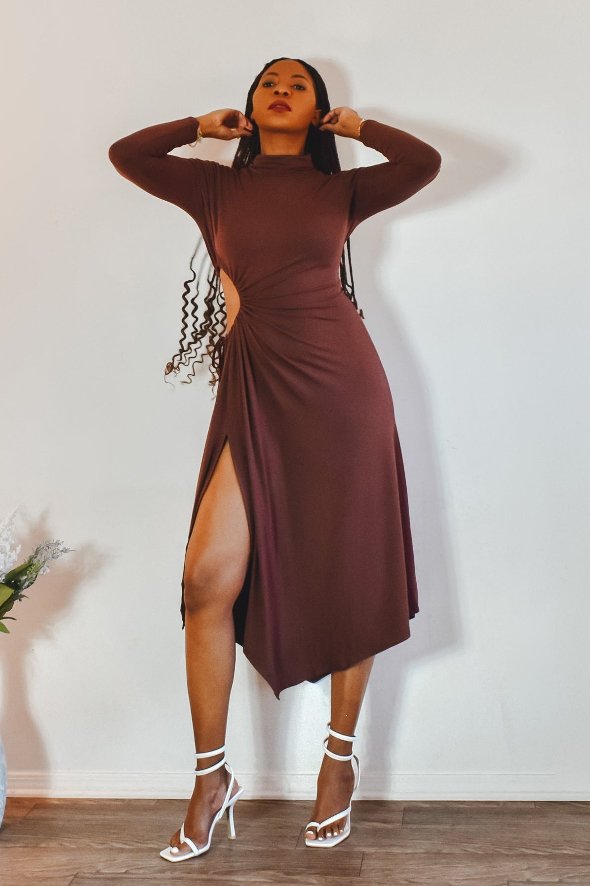 Meet Me There Cut Out Slit Dress