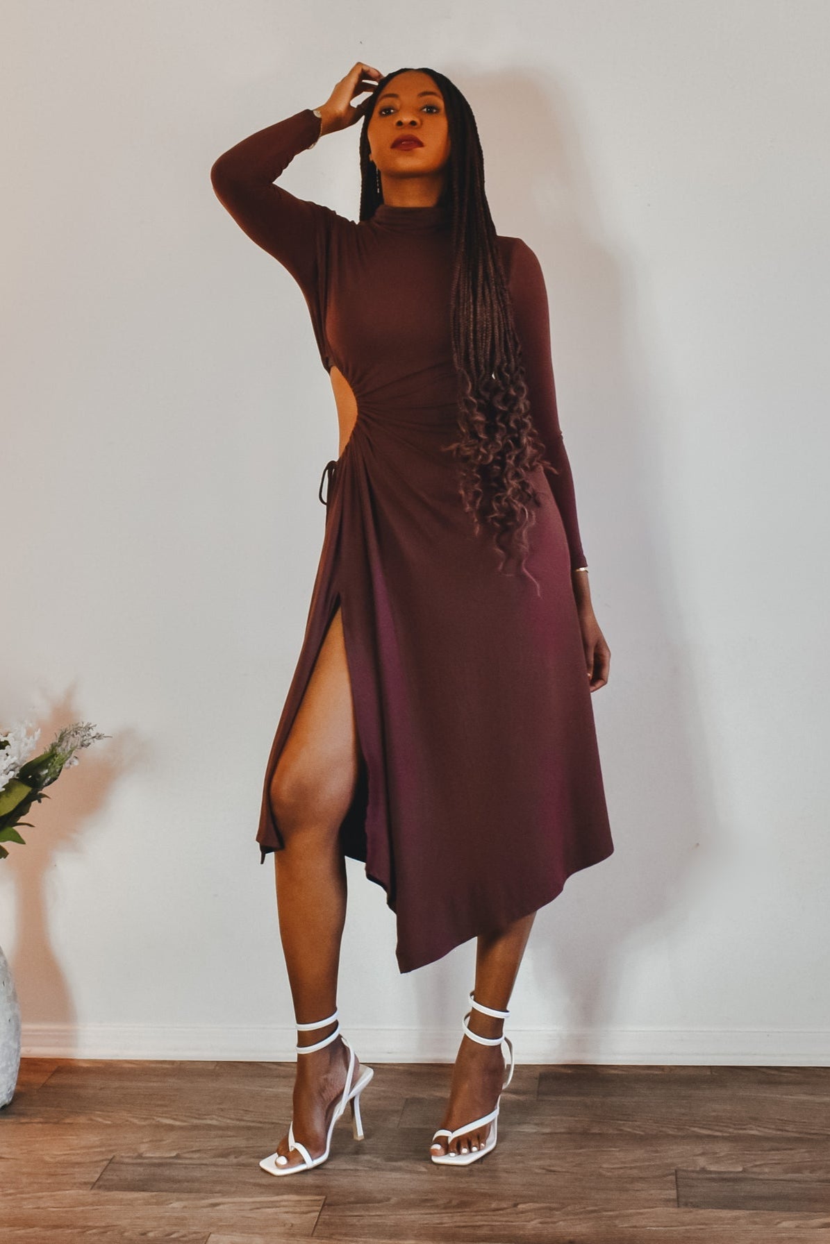 Meet Me There Cut Out Slit Dress