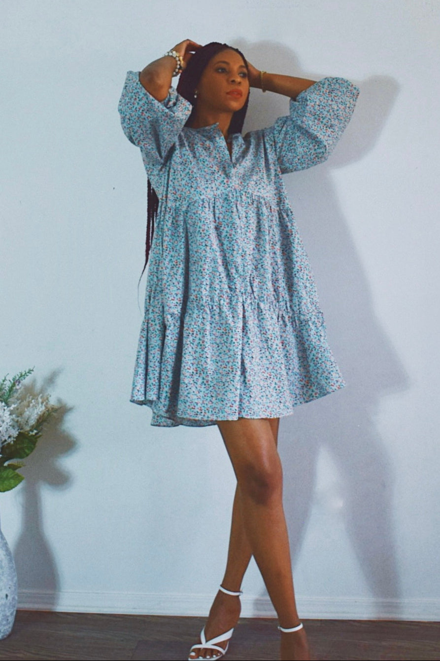 Green Mini Mock Oversized Dress