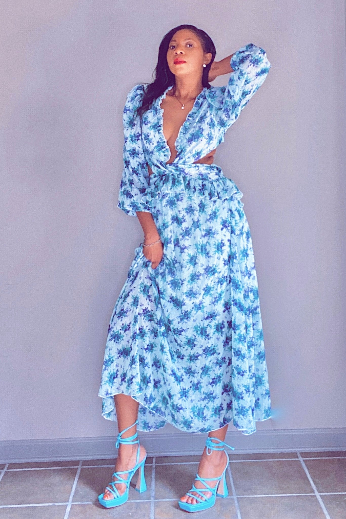 Detachable Ruffle Cutout Dress