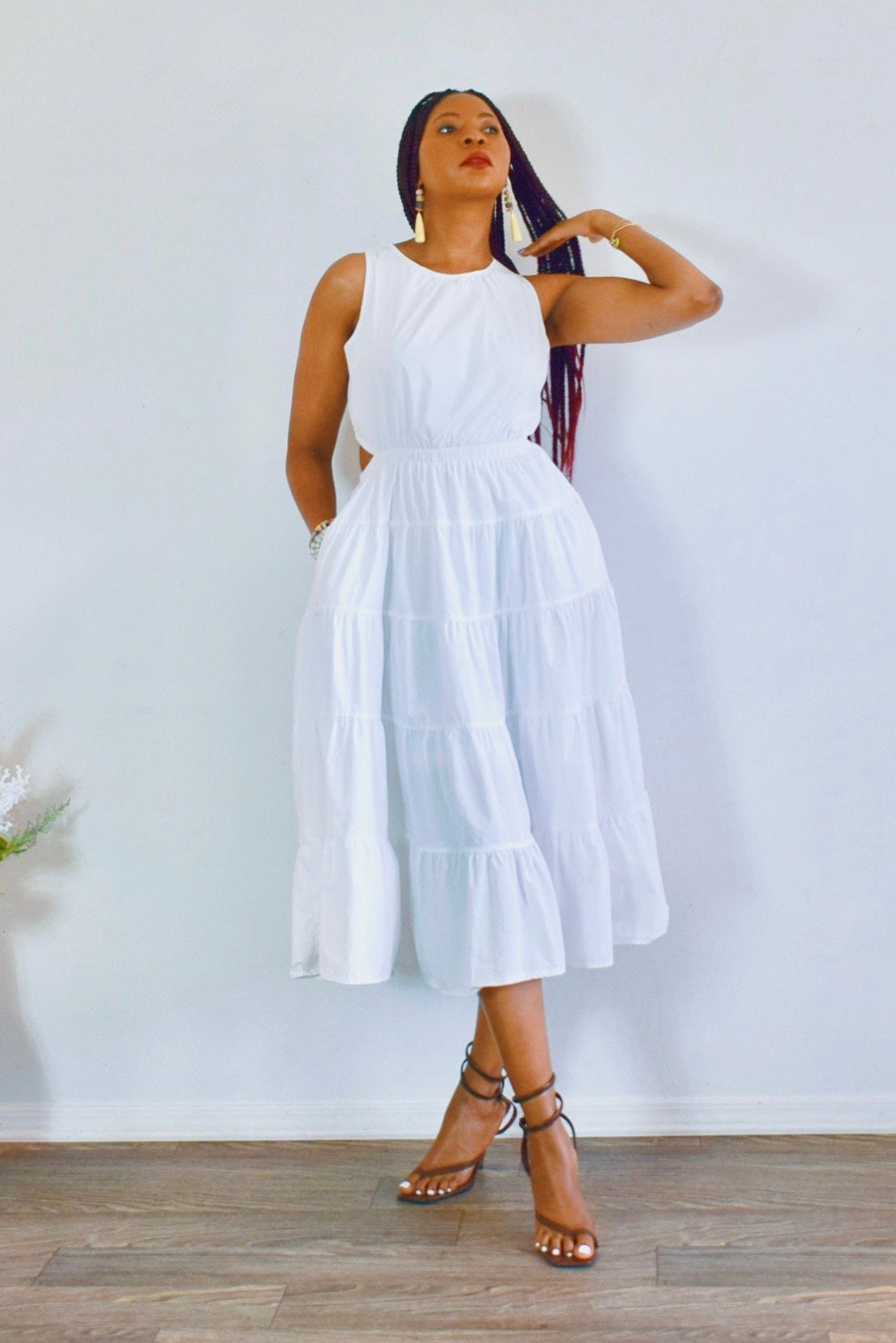 Flare Cutout Dress With Pockets