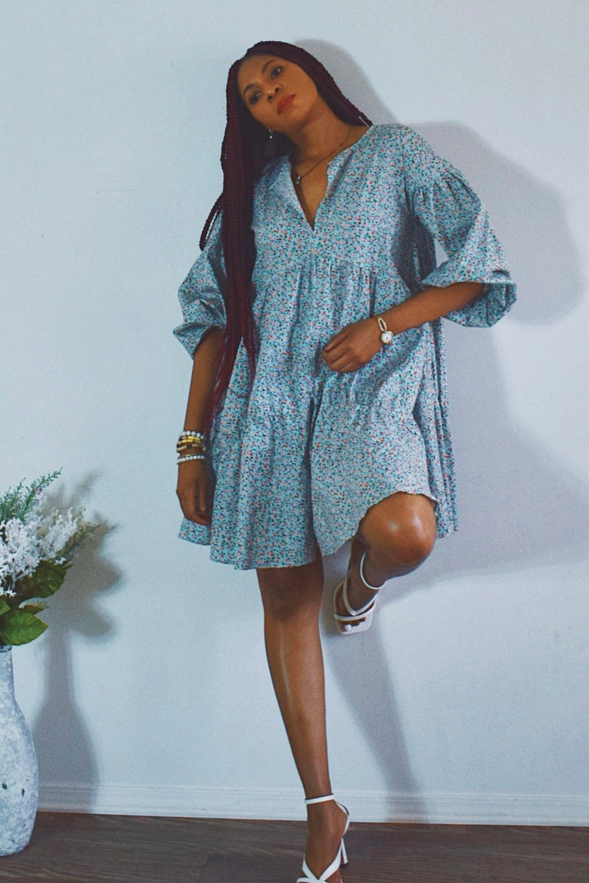 Green Mini Mock Oversized Dress