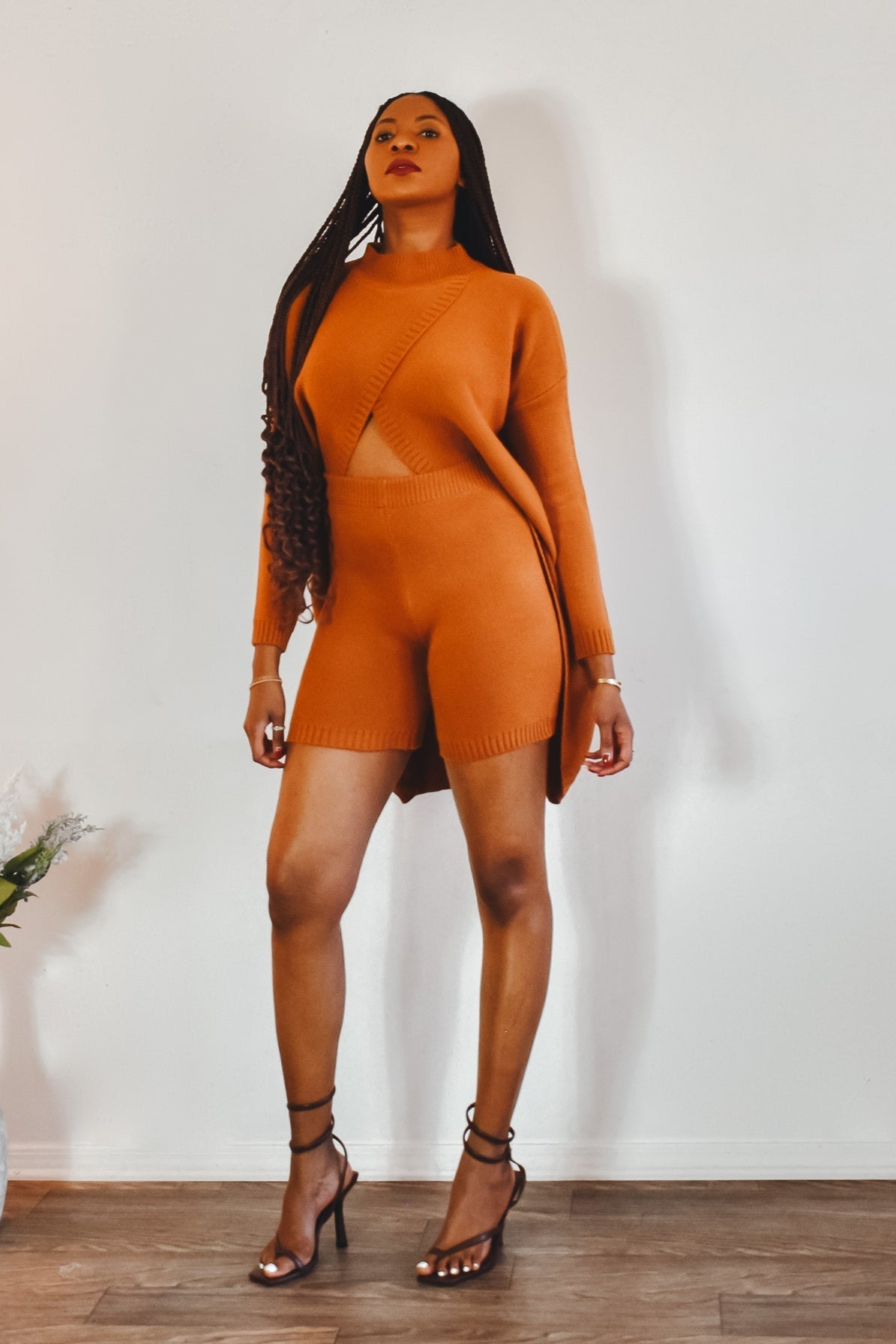 Overlap Tunic Sweater Set