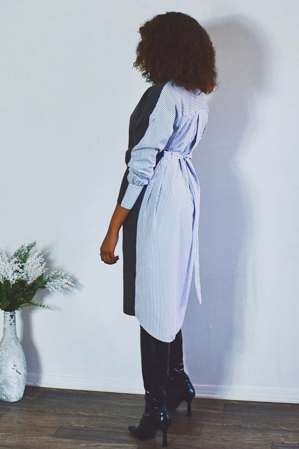 Two Toned Turtleneck Sweater Dress