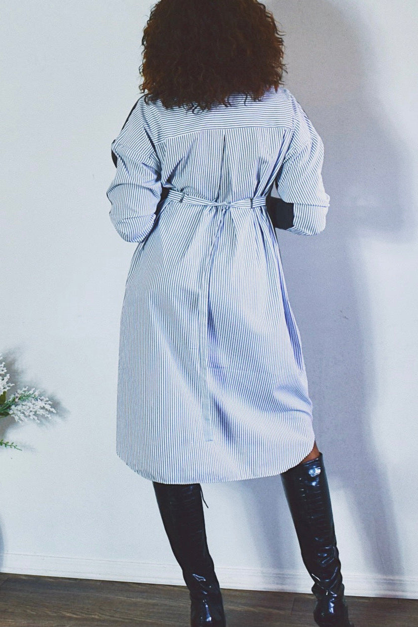 Two Toned Turtleneck Sweater Dress