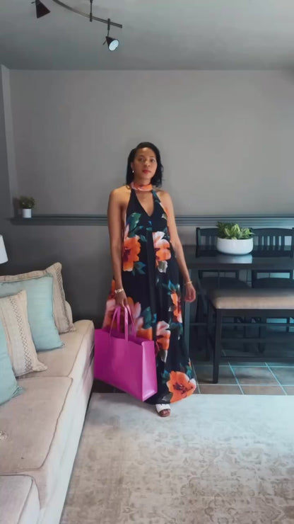 Black "Book Your Flight" Tall Wide Leg Jumpsuit