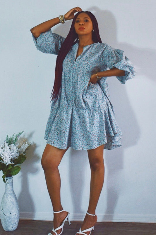 Green Mini Mock Oversized Dress