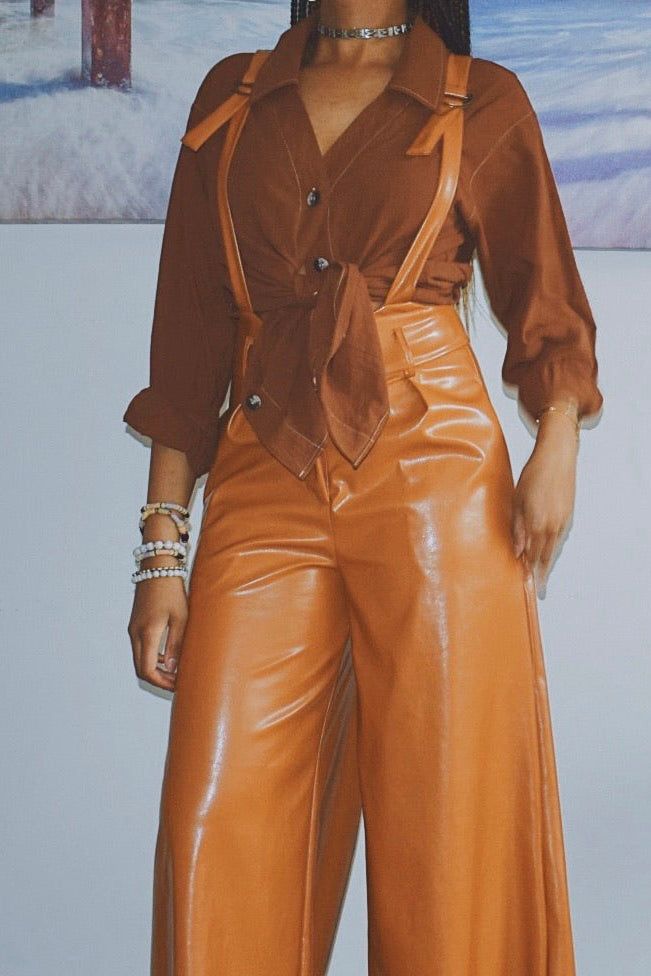 High Fashion Leatherette Boxy Pants
