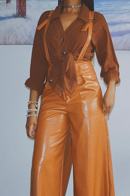 High Fashion Leatherette Boxy Pants